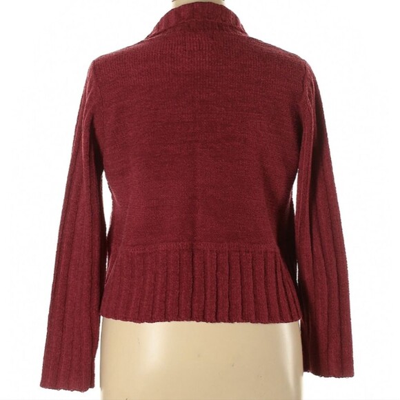 Curio Knit Cardigan Sweater Pink Ribbed Open Front Winter Soft Cozy Art XL - Picture 2 of 8